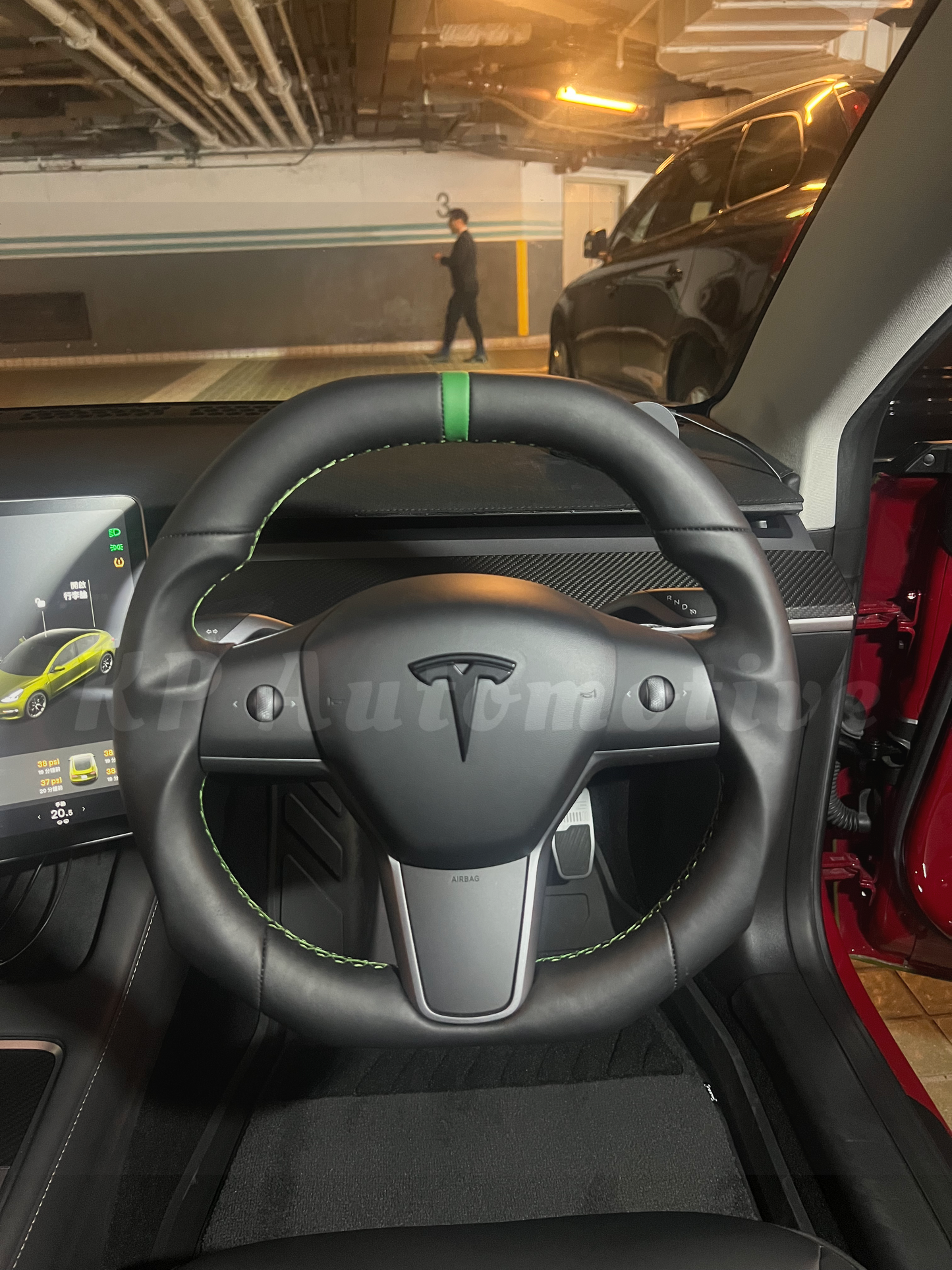 Model 3 Flat Top and Bottom Nappa Leather Steering Wheel - Steering Wheel Only