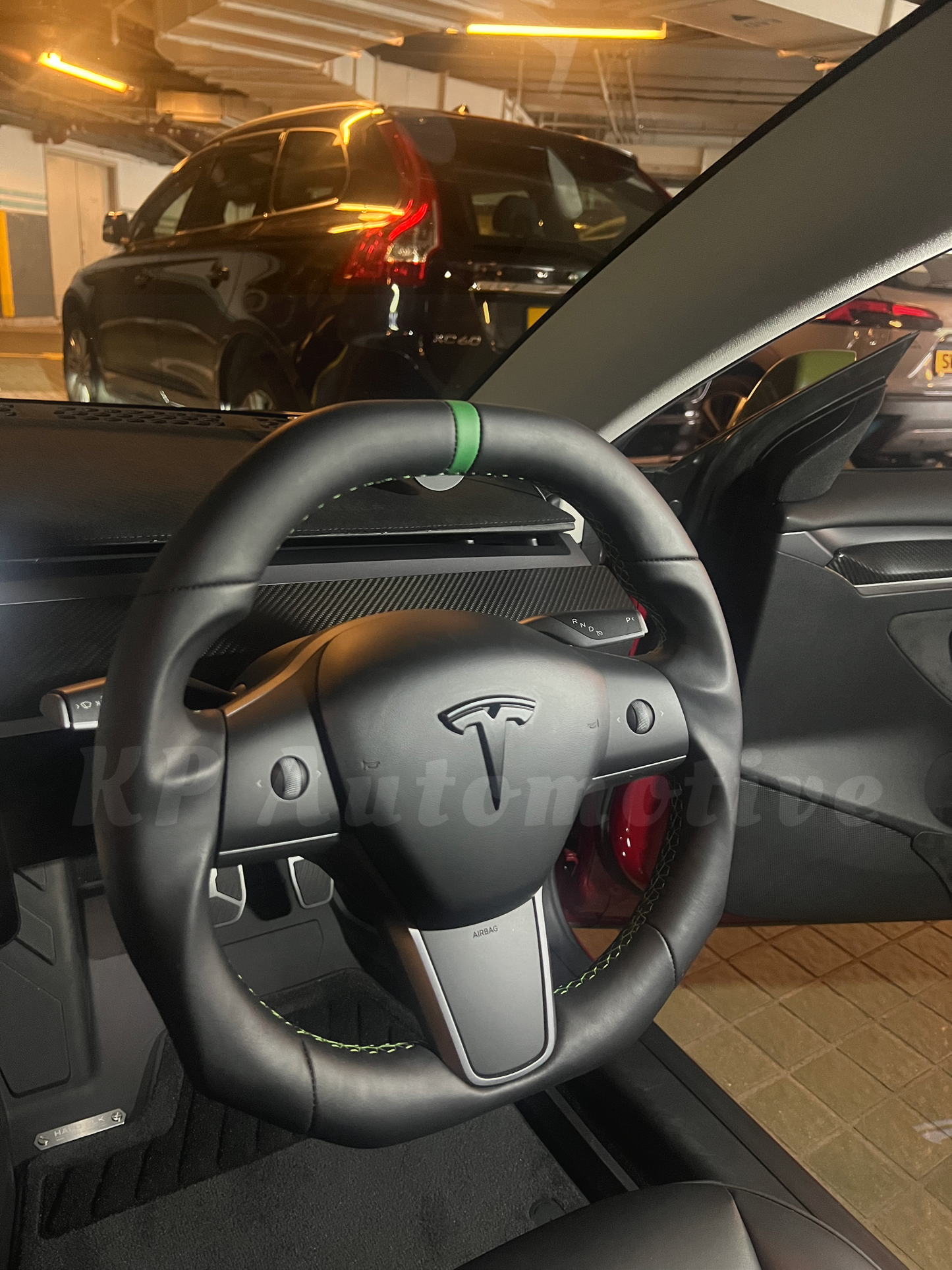 Model 3 Flat Top and Bottom Nappa Leather Steering Wheel - Steering Wheel Only